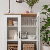 SKRUVBY Rangement avec portes vitrées, blanc, 70x90 cm