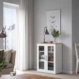 SKRUVBY Rangement avec portes vitrées, blanc, 70x90 cm