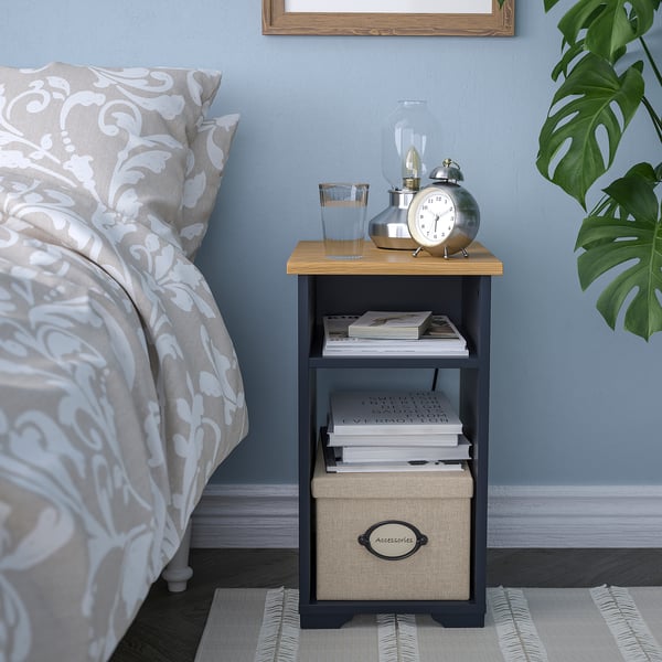 SKRUVBY Table d'appoint, bleu noir, 40x32 cm