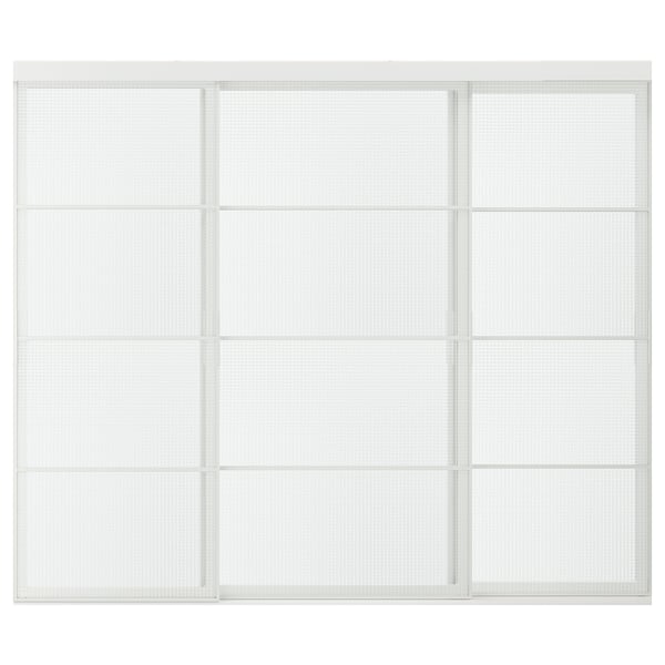 SKYTTA / LUNDBRÄSMA Combinaison porte coulissante, blanc/verre à carreaux, 251x205 cm