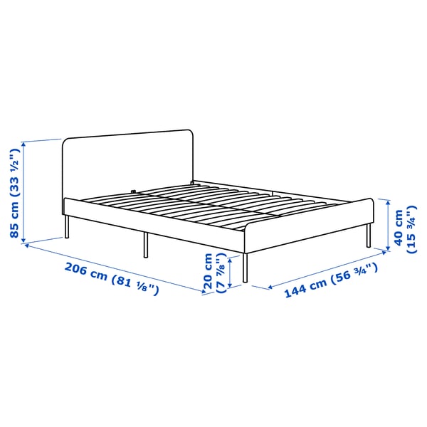 SLATTUM Cadre de lit matelassé, Knisa bleu vif, 140x200 cm