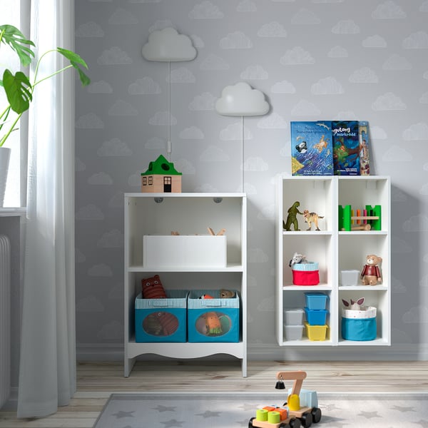 SMÅGÖRA Table à langer/bibli av 2 tablettes, blanc