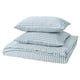 Option : SMÅNUNNEÖRT Housse de couette et 2 taies, bleu gris foncé blanc/rayé, 240x220/50x60 cm