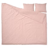 SMÅNUNNEÖRT Housse de couette et 2 taies, brun-rouge blanc/rayé, 240x220/50x60 cm