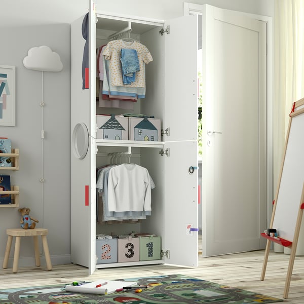 SMÅSTAD Armoire-penderie, blanc gris/avec 2 tringles à vêtements, 60x42x181 cm