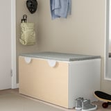 SMÅSTAD Banc avec rangement jouets, blanc/bouleau, 90x52x48 cm