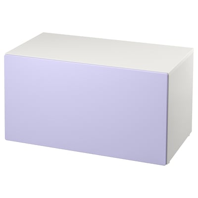 SMÅSTAD Banc avec rangement jouets, blanc/mauve, 90x52x48 cm
