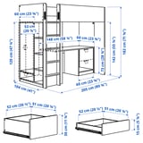 SMÅSTAD Lit mezzanine, blanc vert clair/avec bureau avec 3 tiroirs, 90x200 cm