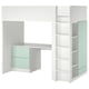 SMÅSTAD Lit mezzanine, blanc vert clair/avec bureau avec 3 tiroirs, 90x200 cm