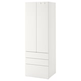 SMÅSTAD / PLATSA Armoire-penderie, blanc blanc/avec 3 tiroirs, 60x57x181 cm