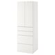 SMÅSTAD / PLATSA Armoire-penderie, blanc blanc/avec 4 tiroirs, 60x57x181 cm