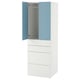 SMÅSTAD / PLATSA Armoire-penderie, blanc bleu/avec 4 tiroirs, 60x57x181 cm