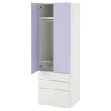 SMÅSTAD / PLATSA Armoire-penderie, blanc mauve/avec 3 tiroirs, 60x57x181 cm
