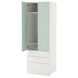 SMÅSTAD / PLATSA Armoire-penderie, blanc vert clair/avec 3 tiroirs, 60x57x181 cm