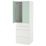 SMÅSTAD / PLATSA Armoire-penderie, blanc vert clair/avec 4 tiroirs, 60x57x181 cm