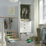 SMÅSTAD / PLATSA Armoire-penderie, blanc vert clair/avec 4 tiroirs, 60x57x181 cm