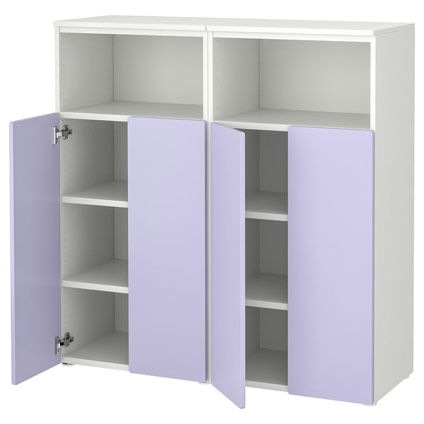 SMÅSTAD / PLATSA Combinaison de rangement, blanc/mauve 6 tablettes, 120x42x123 cm