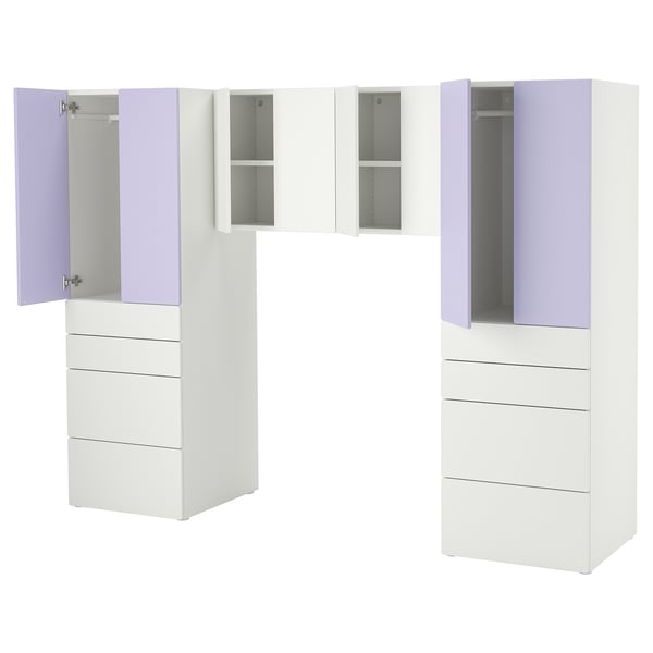 SMÅSTAD / PLATSA Combinaison de rangement, blanc/mauve, 240x57x181 cm