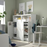 SMÅSTAD / PLATSA Combinaison de rangement, blanc/vert clair 6 tablettes, 120x42x123 cm