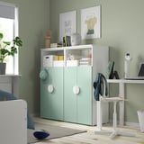 SMÅSTAD / PLATSA Combinaison de rangement, blanc/vert clair 6 tablettes, 120x42x123 cm