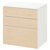 SMÅSTAD / PLATSA Commode 3 tiroirs, blanc/bouleau, 60x42x63 cm