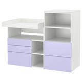 SMÅSTAD / PLATSA Table à langer, blanc mauve/avec bibliothèque, 150x79x123 cm