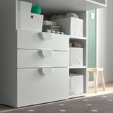 SMÅSTAD Table à langer, blanc vert clair/avec 3 tiroirs, 90x79x100 cm
