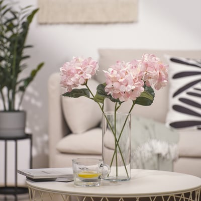 SMYCKA Fleur artificielle, intérieur/extérieur/Hydrangea rose clair, 45 cm