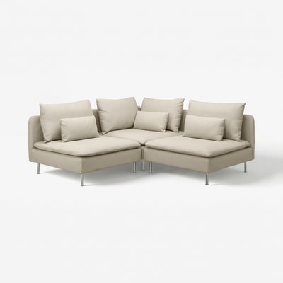 SÖDERHAMN Canapé d'angle, 3 places, Fridtuna beige clair