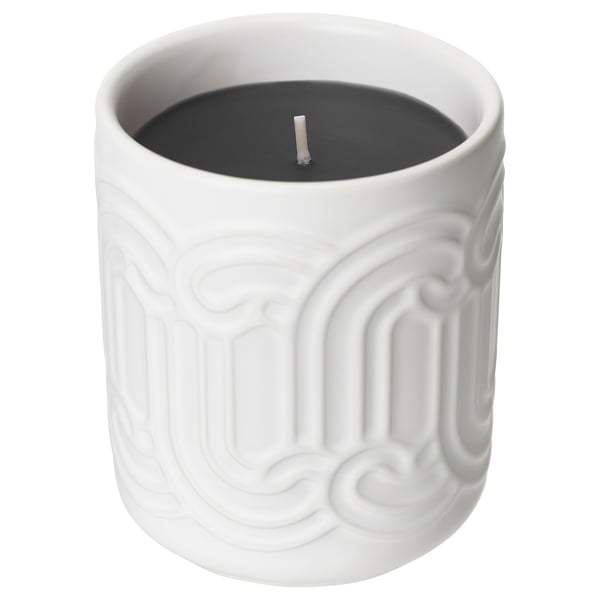 SÖTRÖNN Bougie parfumée dans pot céramique, airelle et vanille/blanc, 45 hr