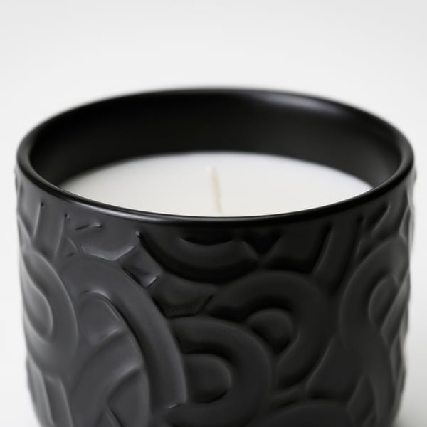 SÖTRÖNN Bougie parfumée dans pot céramique, thé matcha et gingembre/noir, 25 hr
