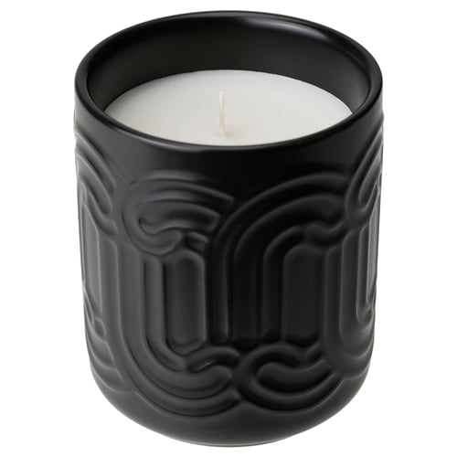SÖTRÖNN Bougie parfumée dans pot céramique, thé matcha et gingembre/noir, 45 hr