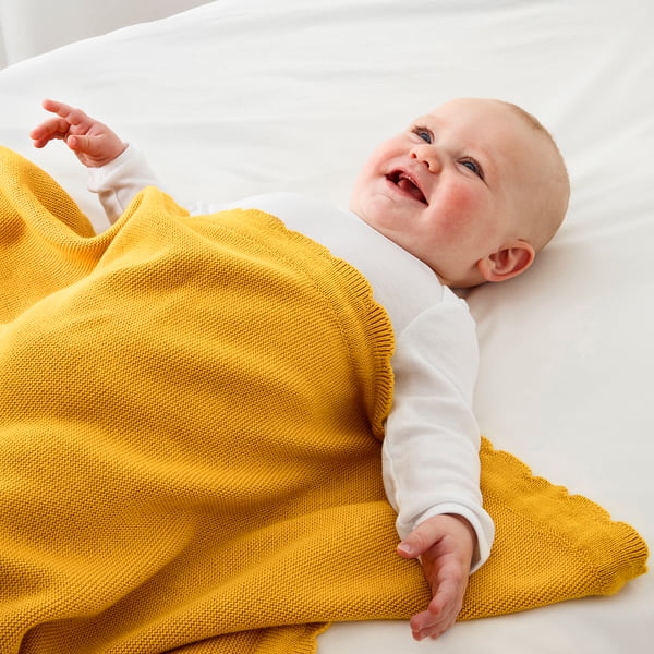 SOLGUL Couverture bébé, jaune foncé, 70x90 cm