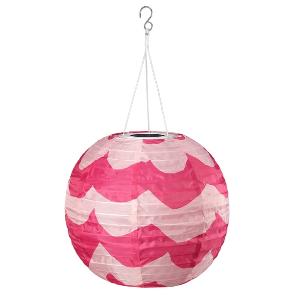 SOLVINDEN Suspension à énergie solaire à LED, extérieur globe/rose rose foncé, 30 cm