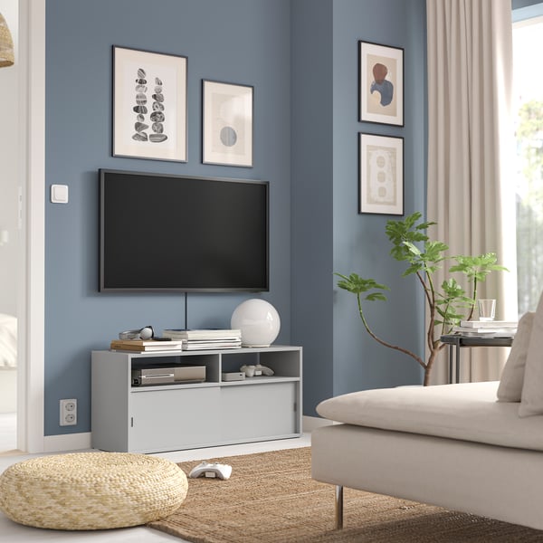 SPIKSMED Banc TV, gris clair, 97x32 cm