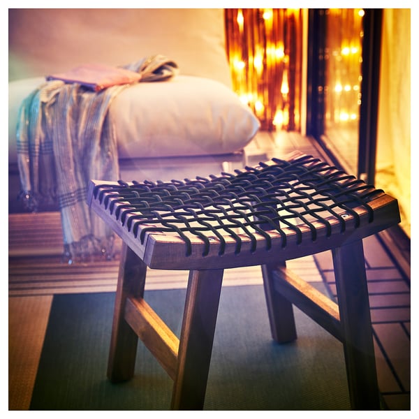 STACKHOLMEN Tabouret, extérieur, teinté brun clair, 48x35x43 cm