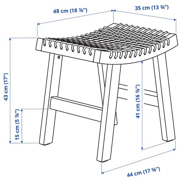 STACKHOLMEN Tabouret, extérieur, teinté brun clair, 48x35x43 cm