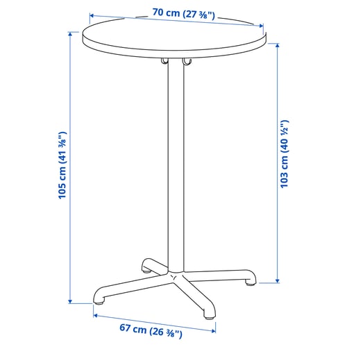 STENSELE Table de bar, anthracite/anthracite, 70 cm
