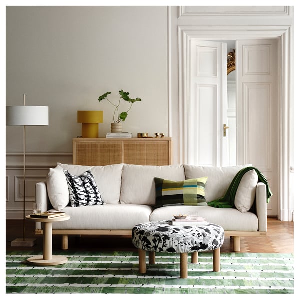 STOCKHOLM 2025 Tapis tissé à plat, vert/blanc/noir tissé à la main, 240x300 cm
