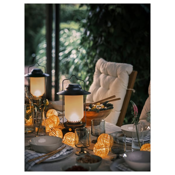 STORHAGA Lampe de table à LED, intensité lumineuse réglable extérieur/noir, 35 cm