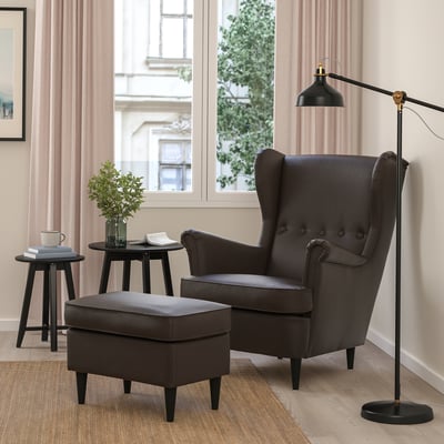 STRANDMON Fauteuil à oreilles, Grann/Bomstad brun foncé