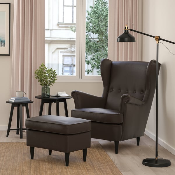 STRANDMON Fauteuil avec repose-pieds, Grann/Bomstad brun foncé