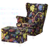 STRANDMON Housse pour fauteuil/repose-pieds, Stigsbo multicolore/noir