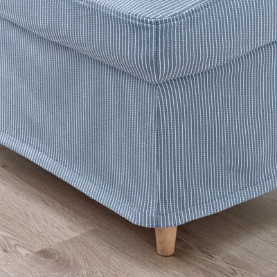 STRANDMON Housse pour repose-pieds, Sjölyckan bleu foncé/beige motif rayé