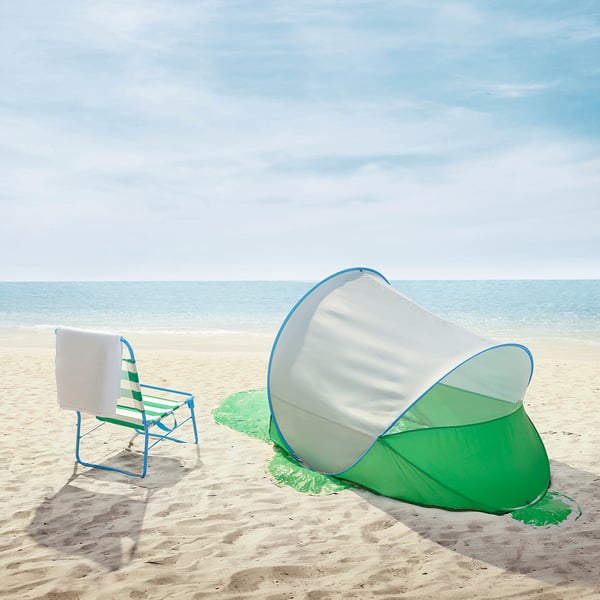 STRANDÖN Tente de plage, vert/bleu