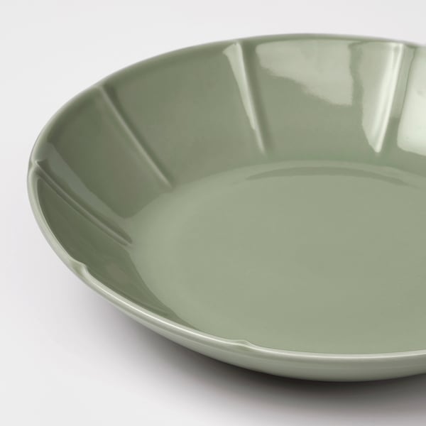 STRIMMIG Assiette creuse, grès gris-vert pâle, 23 cm