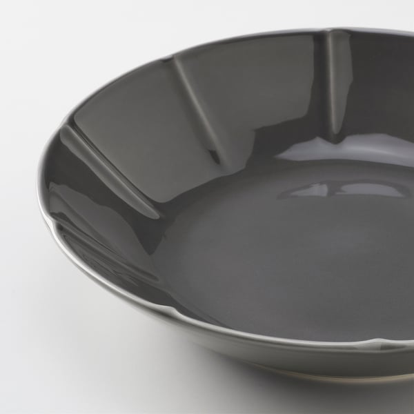 STRIMMIG Assiette creuse, grès gris, 23 cm