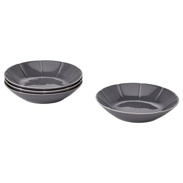 STRIMMIG Assiette creuse, grès gris, 23 cm