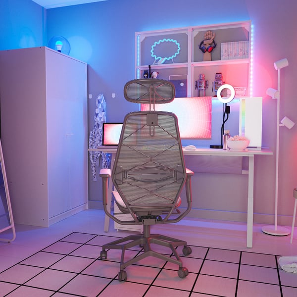 STYRSPEL Chaise gaming, gris foncé/gris