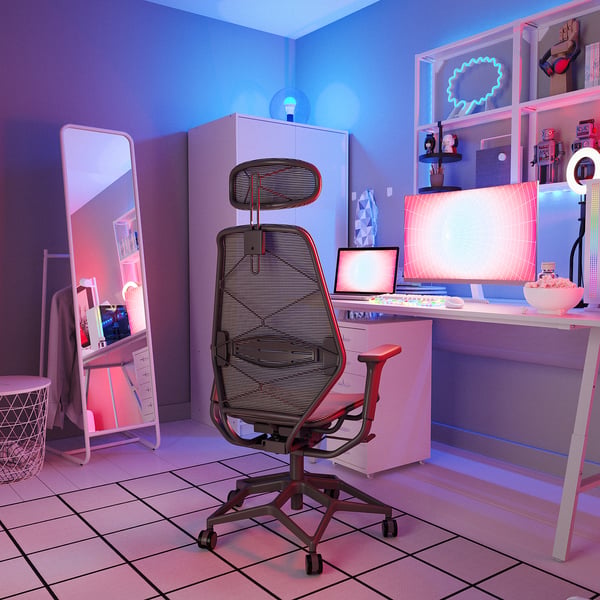 STYRSPEL Chaise gaming, gris foncé/gris